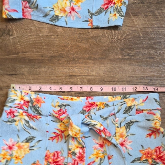 No Boundaries Junior Size M Tank Top And Shorts Two Piece Set Blue With Floral - Picture 9 of 10
